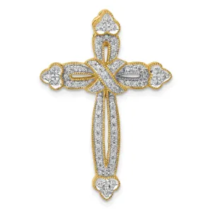 14k 1/4ct. Diamond Budded Cross Chain Slide