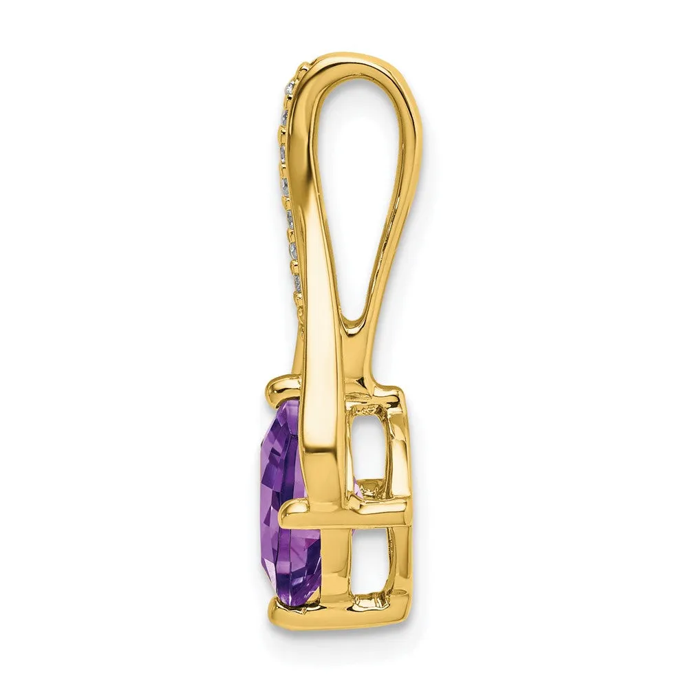 14k Amethyst and Diamond Pendant