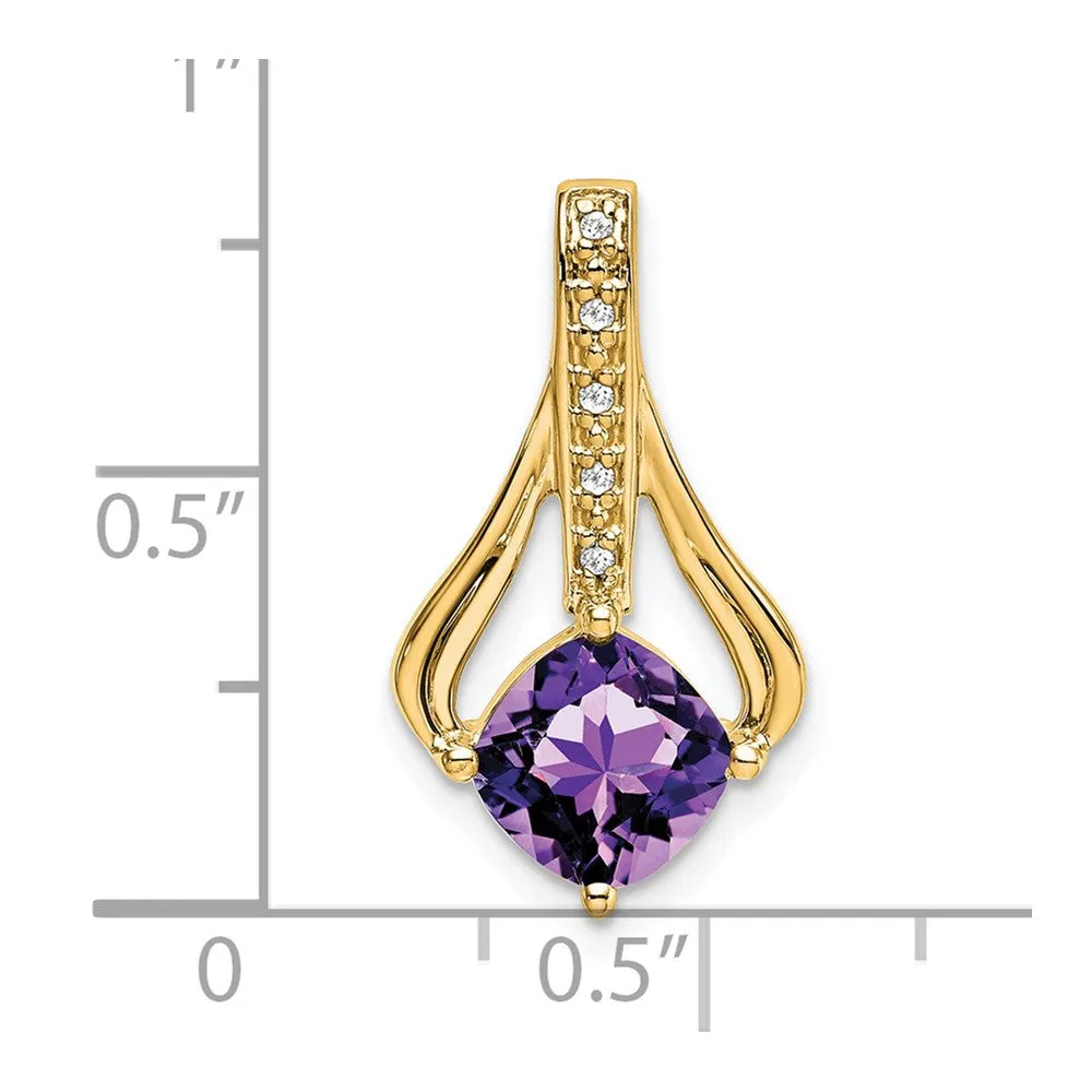 14k Amethyst and Diamond Pendant