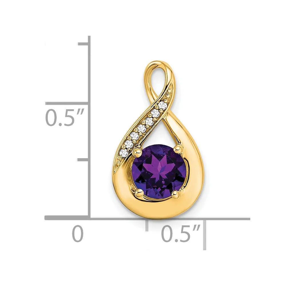 14k Amethyst and Diamond Pendant