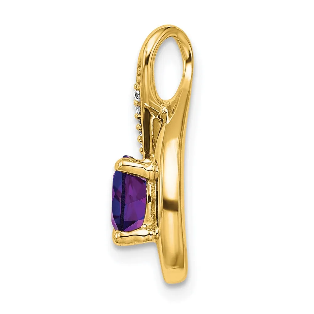 14k Amethyst and Diamond Pendant
