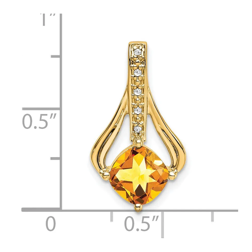 14k Citrine and Diamond Pendant