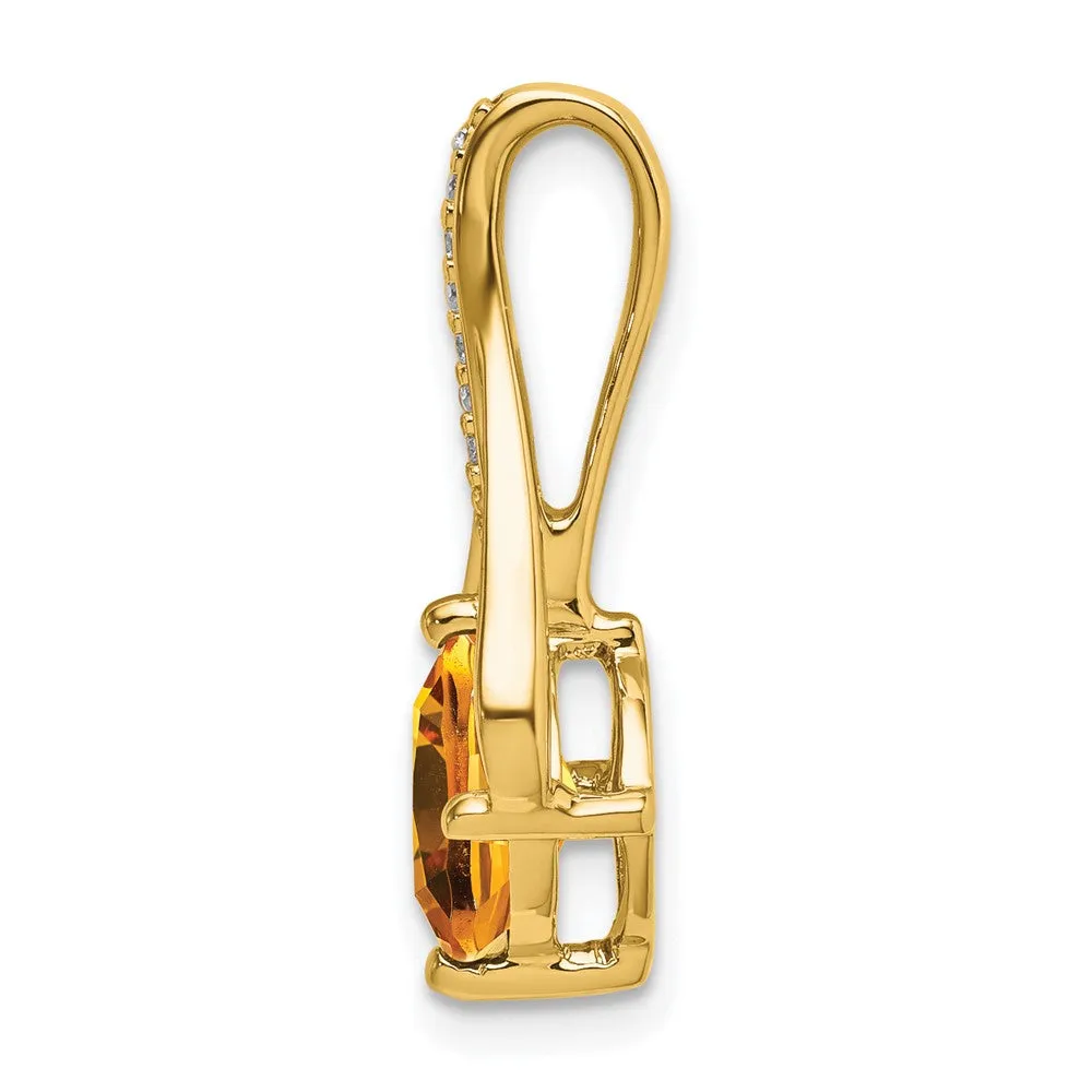 14k Citrine and Diamond Pendant