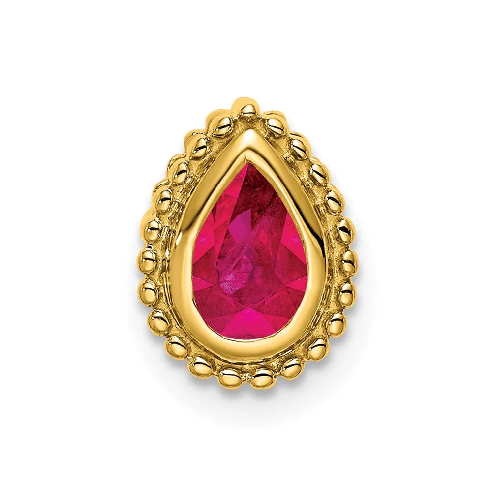 14k Pear Ruby Chain Slide