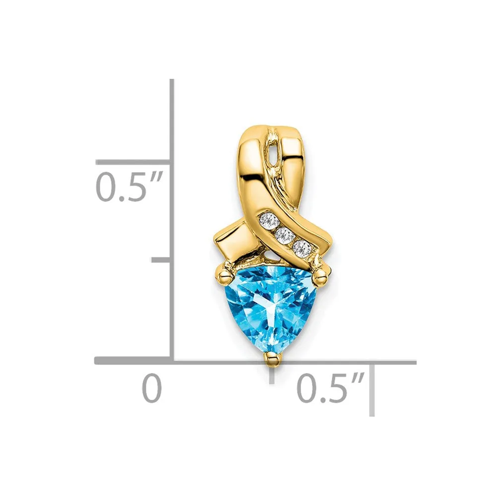 14k Trillion Blue Topaz and Diamond Pendant