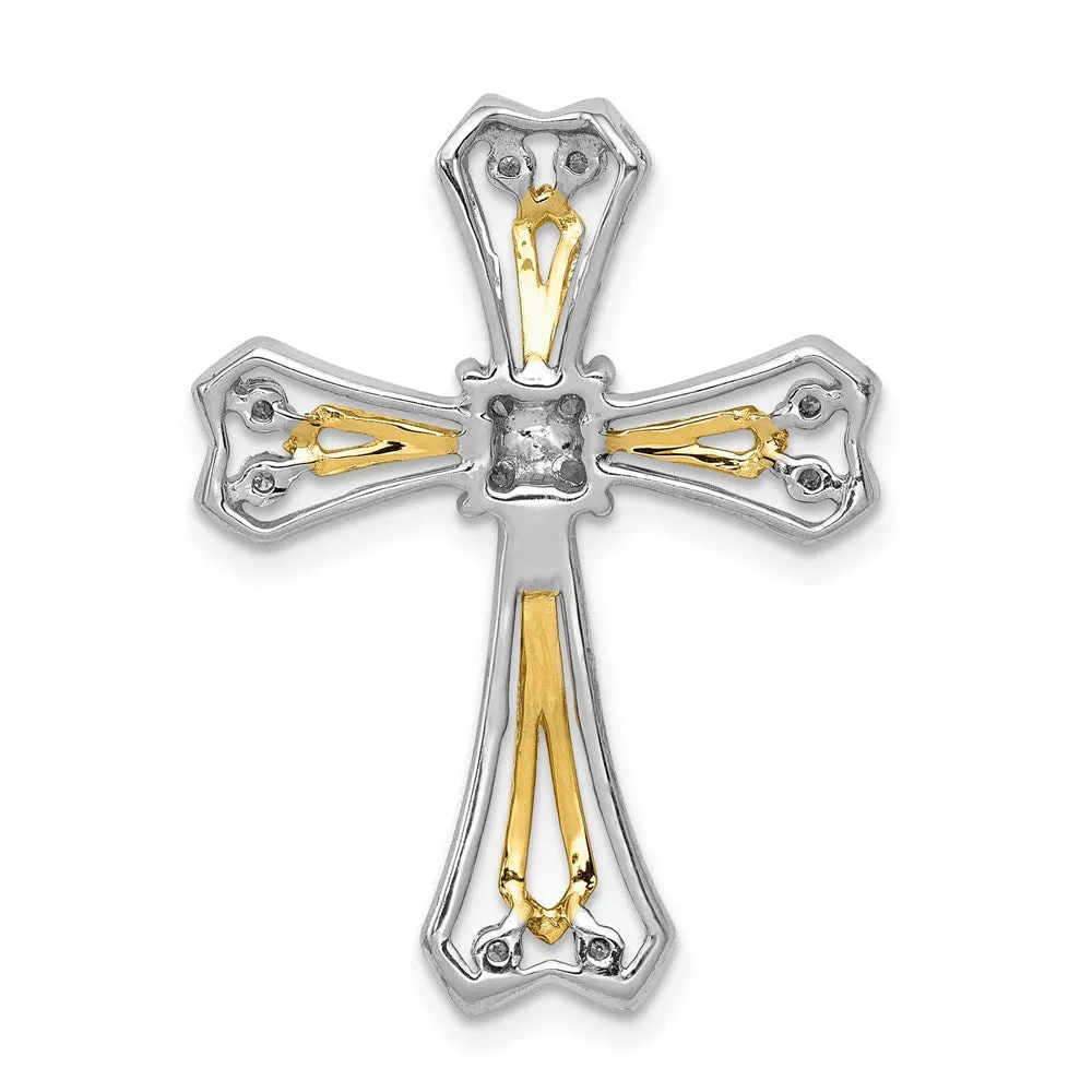 14k Two-Tone 1/3ct. Diamond Cross Chain Slide