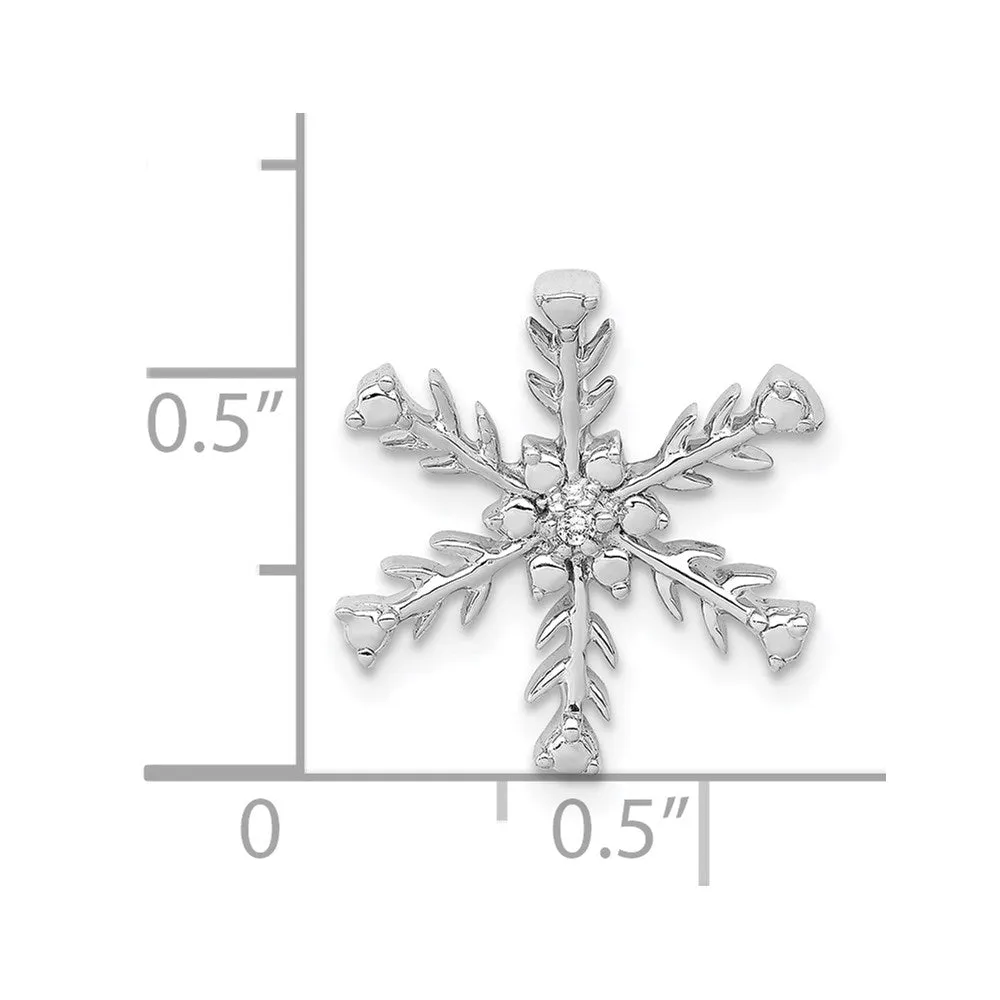 14k White Gold .01ct. Diamond Snowflake Chain Slide
