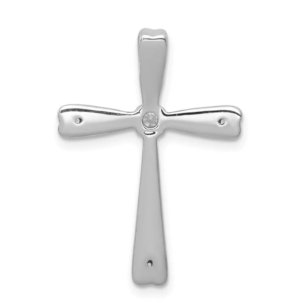 14k White Gold 1/10ct. Diamond Cross Chain Slide