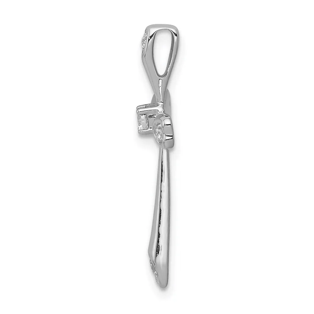 14k White Gold 1/10ct. Diamond Cross Chain Slide