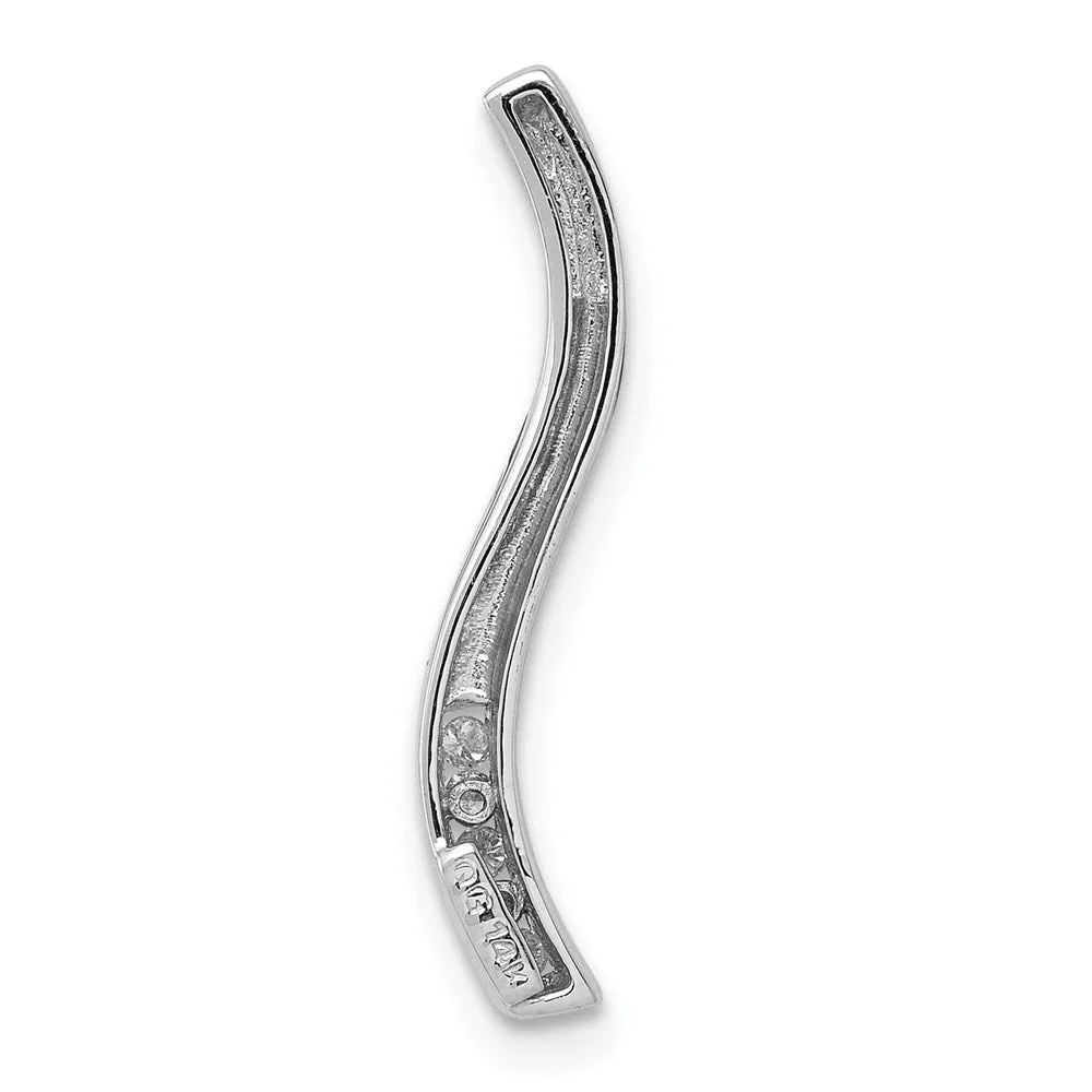 14k White Gold 1/20ct. Diamond Curved Line Chain Slide