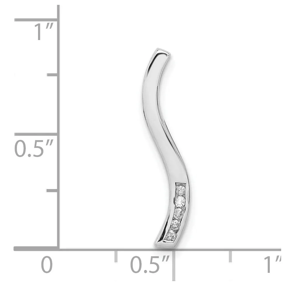 14k White Gold 1/20ct. Diamond Curved Line Chain Slide