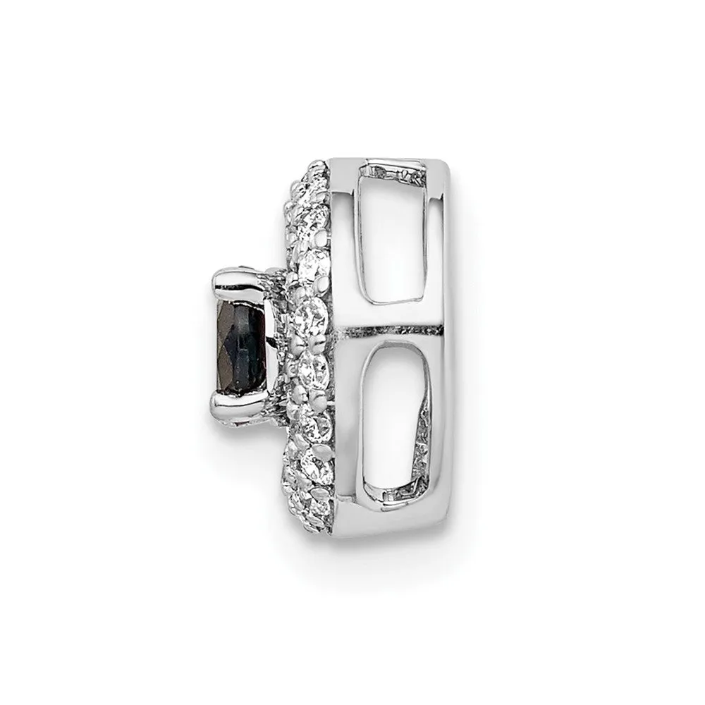14k White Gold 1/4ct. Diamond and .25 Sapphire Chain Slide