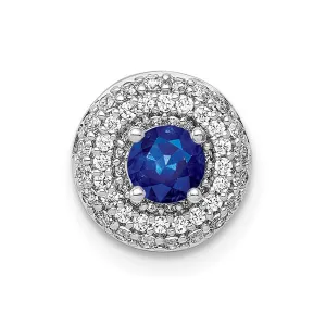 14k White Gold 1/4ct. Diamond and .25 Sapphire Chain Slide