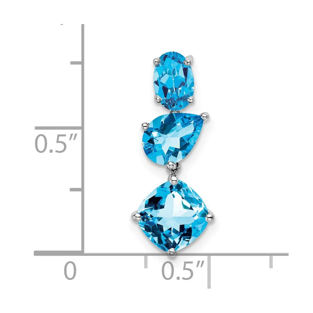 14k White Gold Blue Topaz Chain Slide