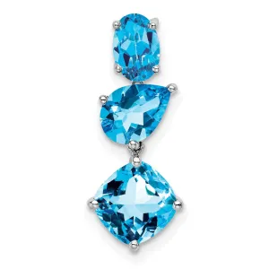 14k White Gold Blue Topaz Chain Slide