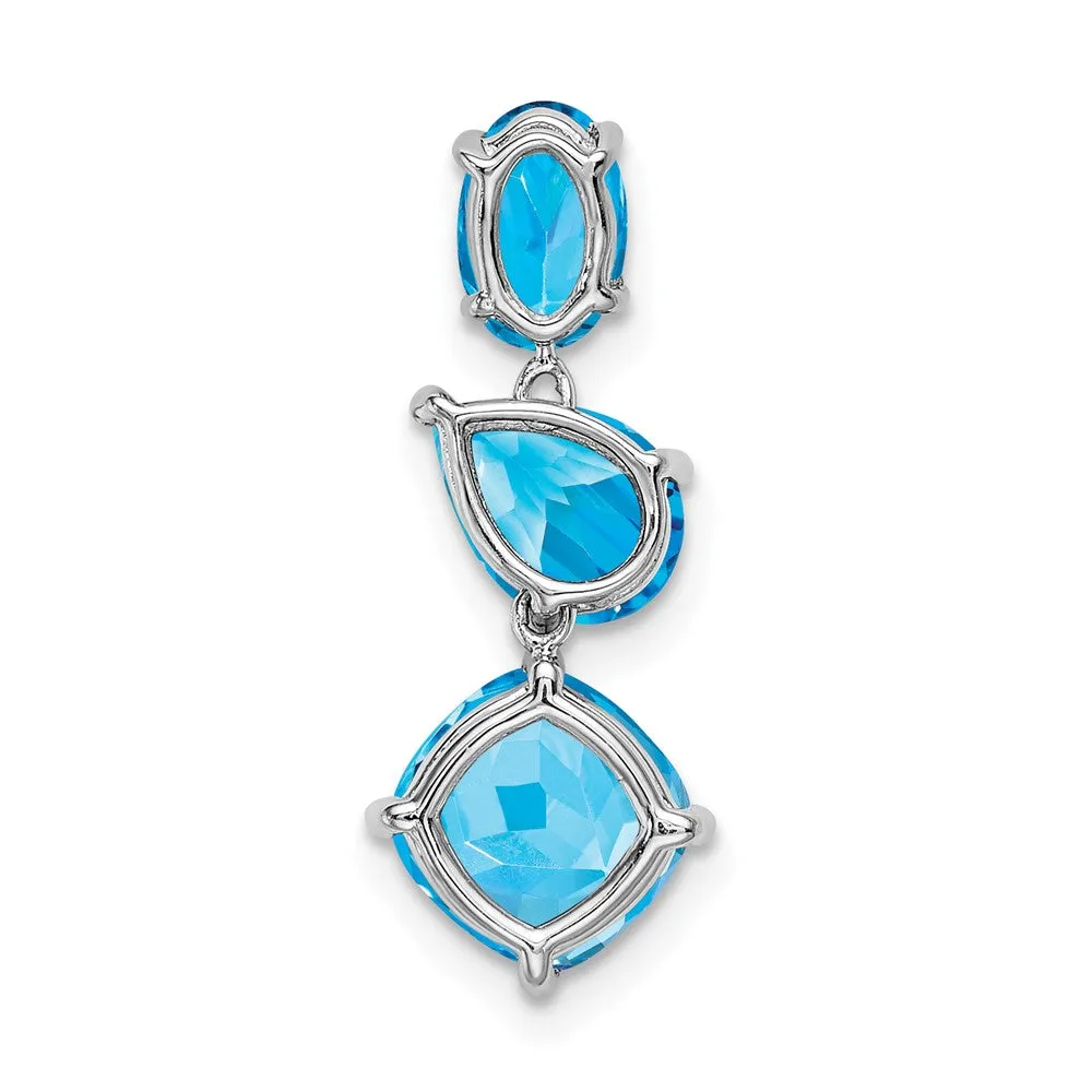 14k White Gold Blue Topaz Chain Slide