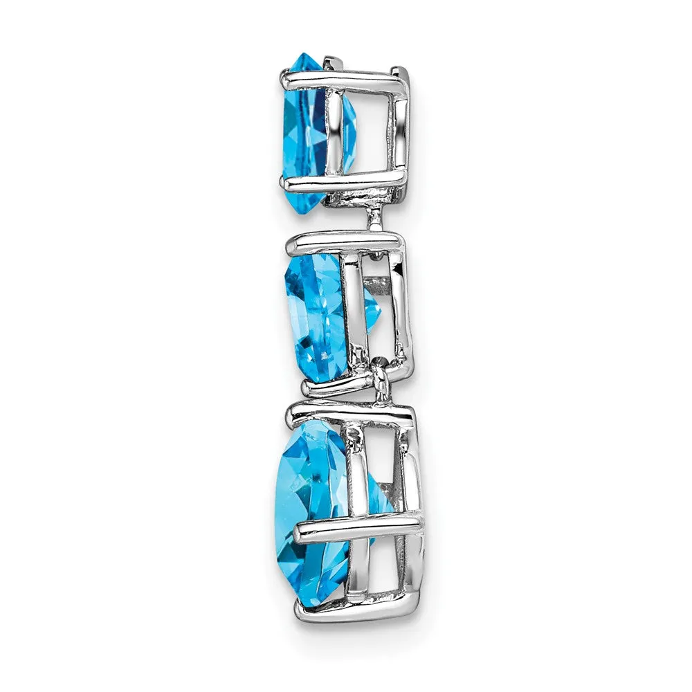 14k White Gold Blue Topaz Chain Slide