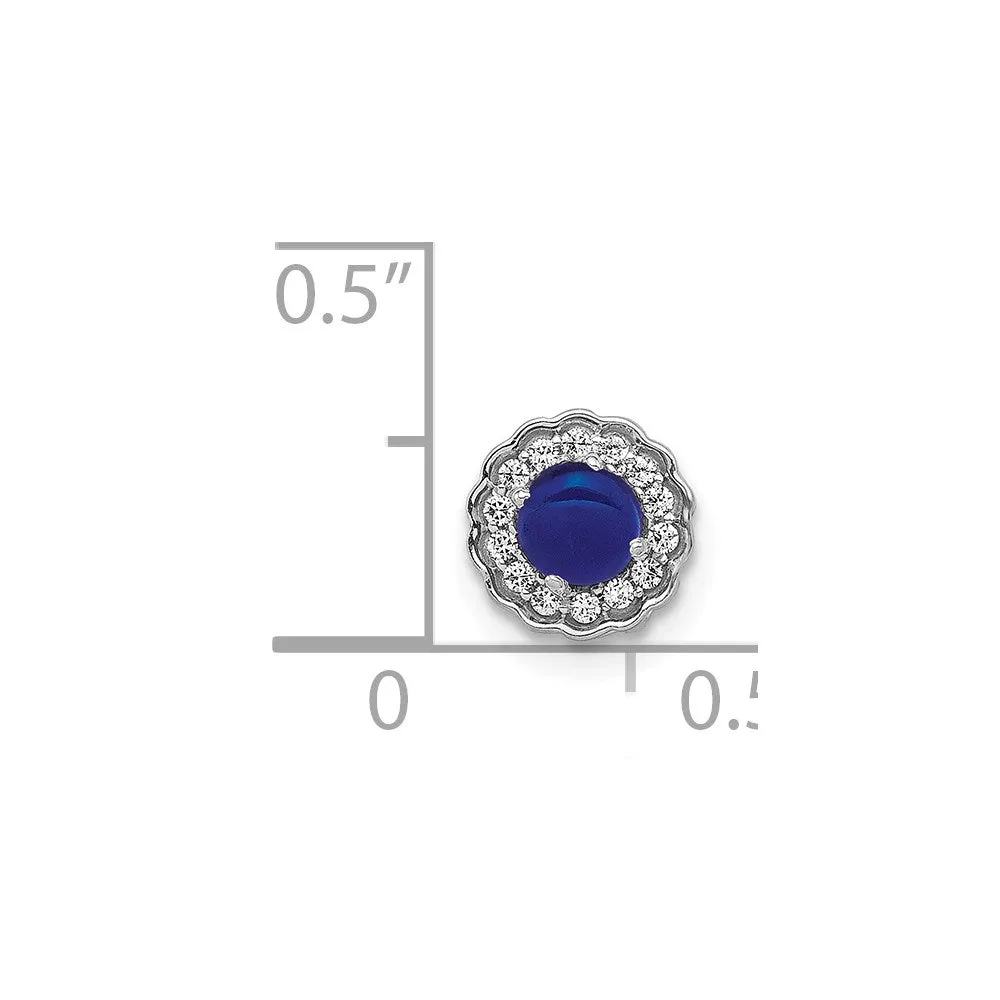 14k White Gold Diamond and Cabochon Sapphire Chain Slide