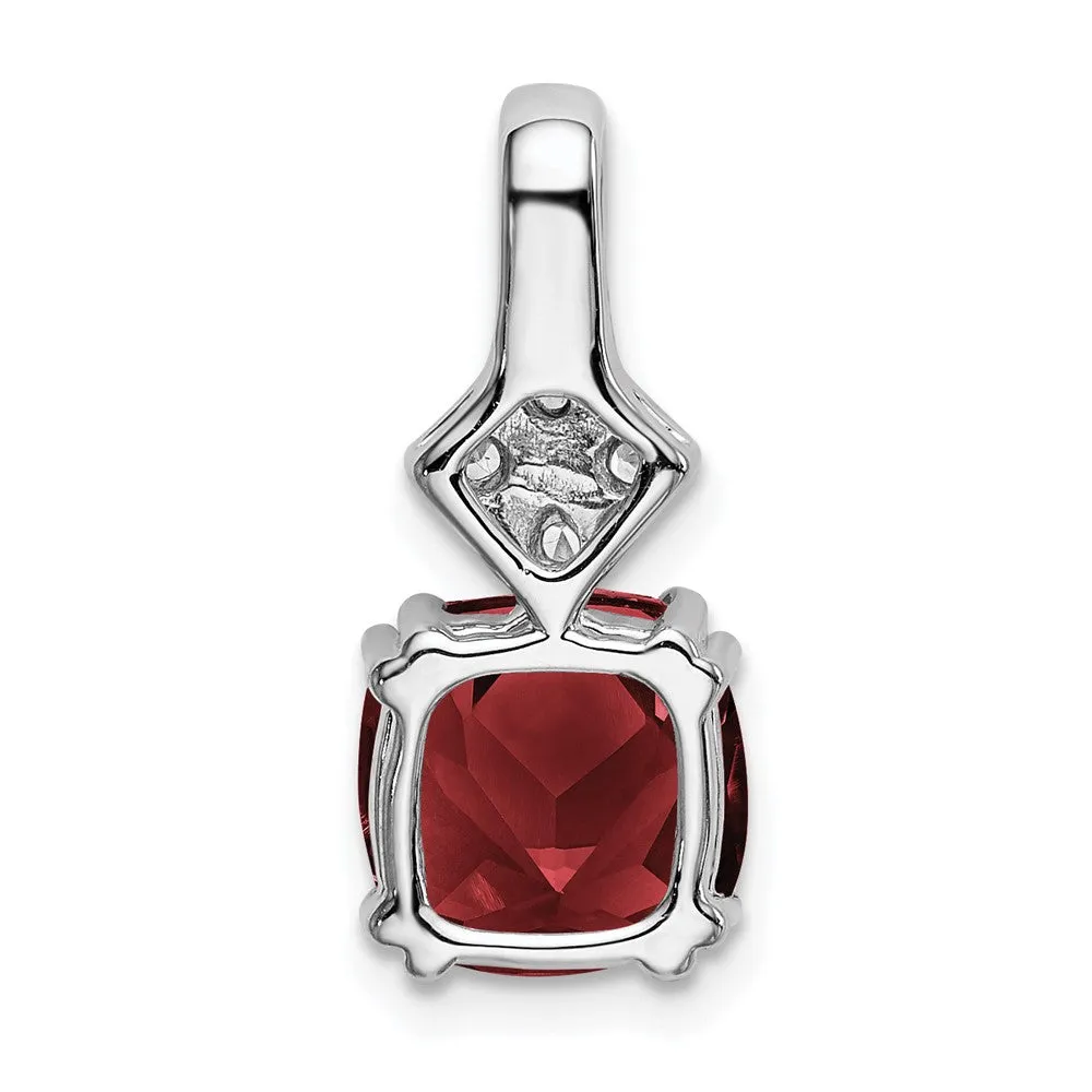 14K White Gold  Lab Grown Diamond & Created Ruby Pendant