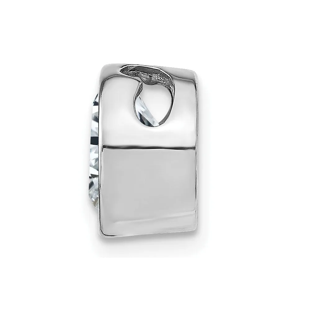 14k White Gold Round Bezel D E F Pure Light Moissanite Chain Slide