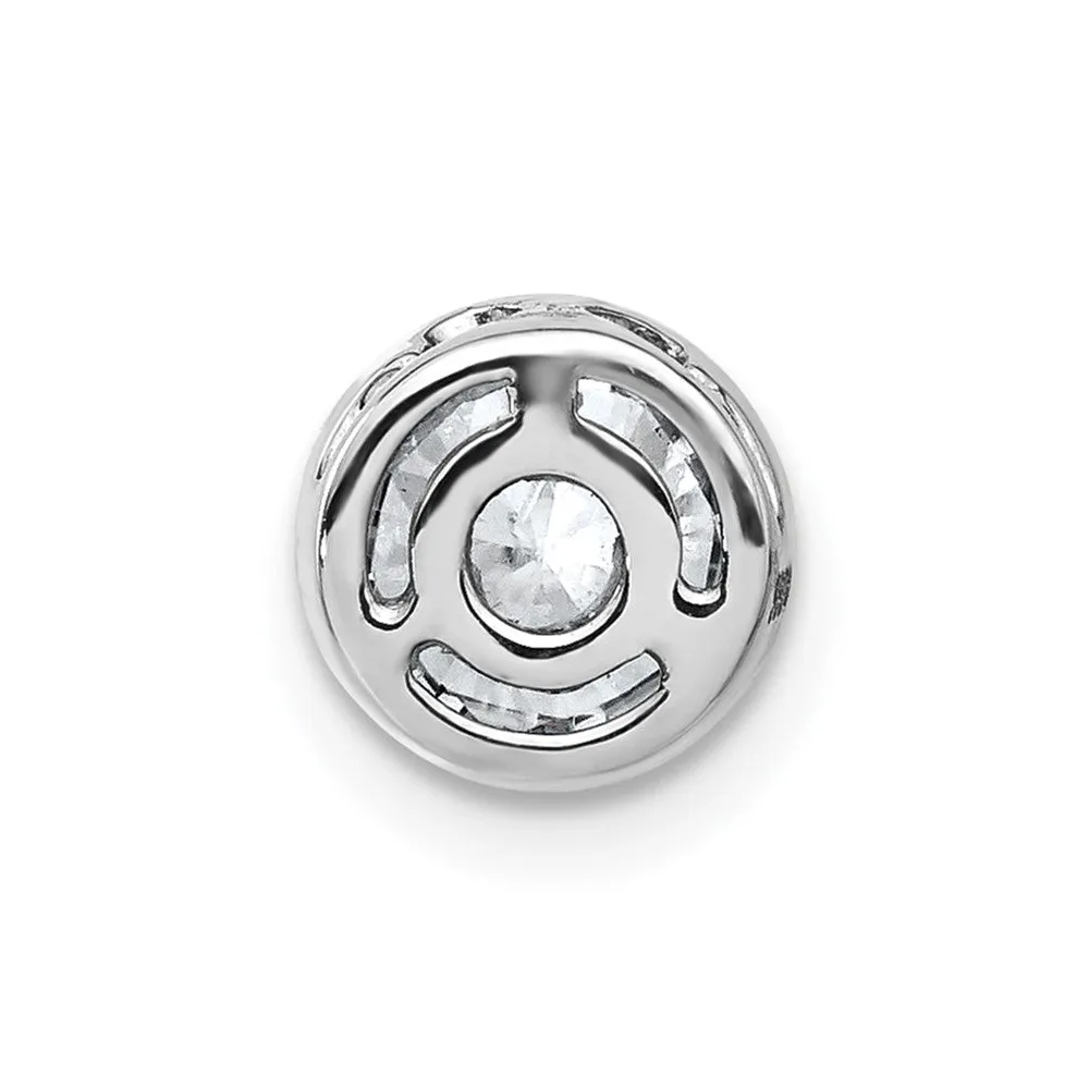 14k White Gold Round Bezel D E F Pure Light Moissanite Chain Slide