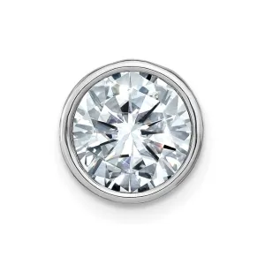 14k White Gold Round Bezel D E F Pure Light Moissanite Chain Slide
