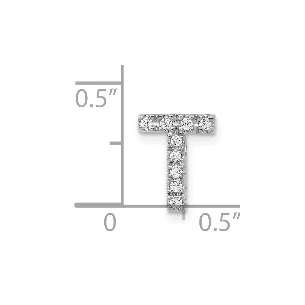 14k White Gold White Gold Diamond Letter T Initial Charm