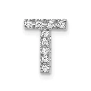 14k White Gold White Gold Diamond Letter T Initial Charm