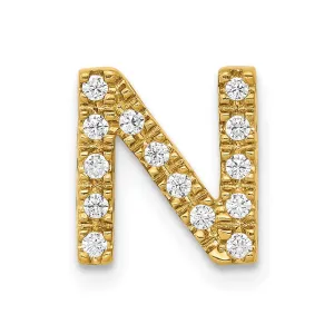 14k Yellow Gold Diamond Letter N Initial Charm