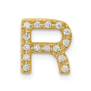 14k Yellow Gold Diamond Letter R Initial Charm