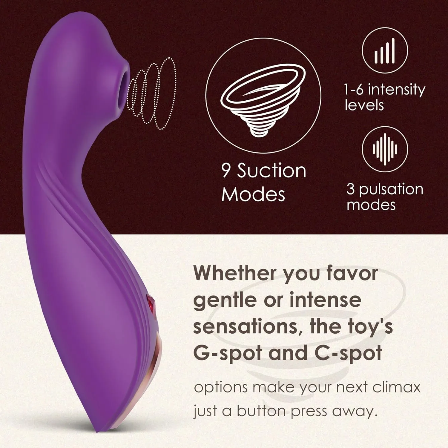 2 in 1 Thrill Clitoral 9 Sucking Modes Vibrator for Quick Orgasm