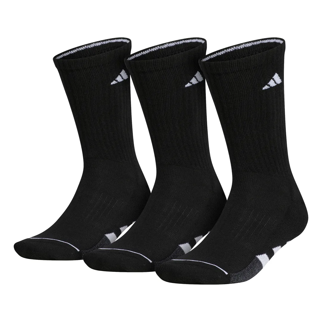 adidas Men's Cushioned Crew Socks 3 Pack (Black)