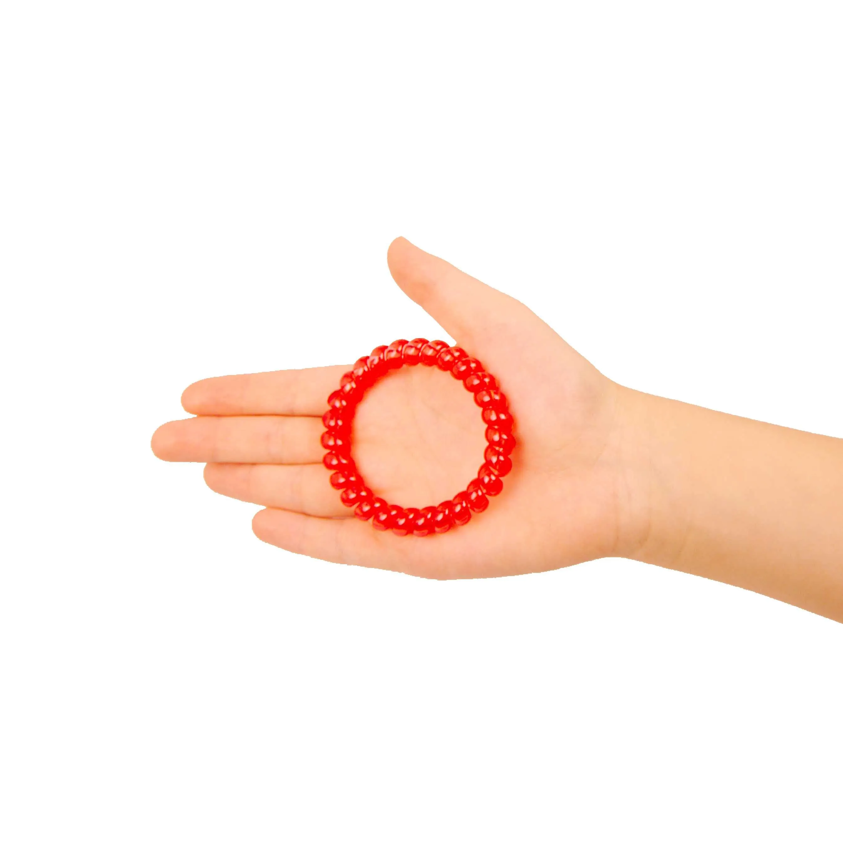 Amelia Beauty Products 8 Large Smooth Elastic Hair Coils, 2. 5in Diameter Thick Spiral Hair Ties, Gentle on Hair, Strong Hold and Minimizes Dents and Creases, Red