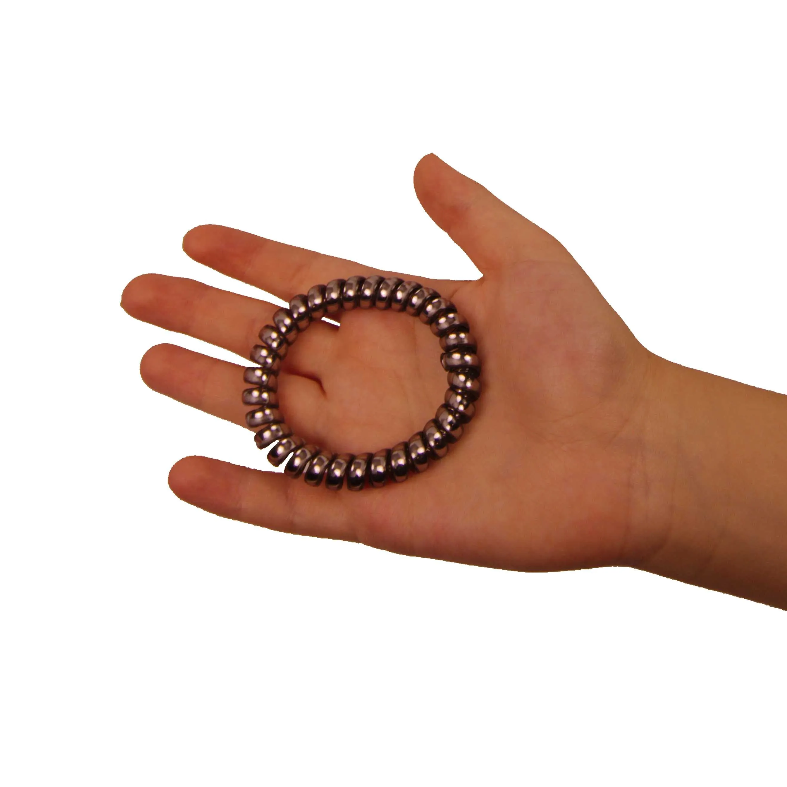 Amelia Beauty Products 8 Large Smooth Shiny Center Elastic Hair Coils, 2. 5in Diameter Thick Spiral Hair Ties, Gentle on Hair, Strong Hold and Minimizes Dents and Creases, Black