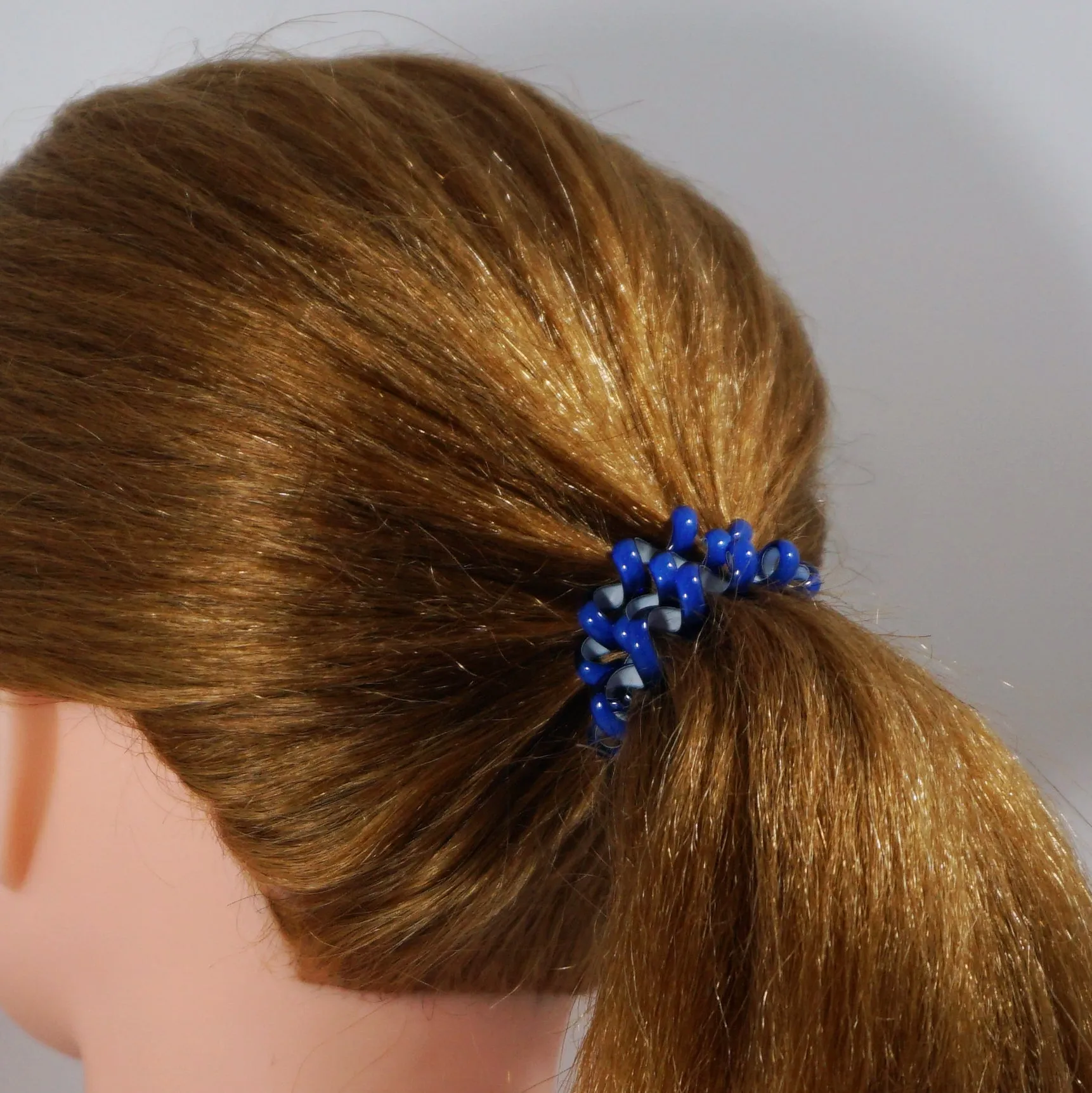 Amelia Beauty Products 8 Medium Elastic Hair Coils, 2.0in Diameter Thick Spiral Hair Ties, Gentle on Hair, Strong Hold and Minimizes Dents and Creases, Blue