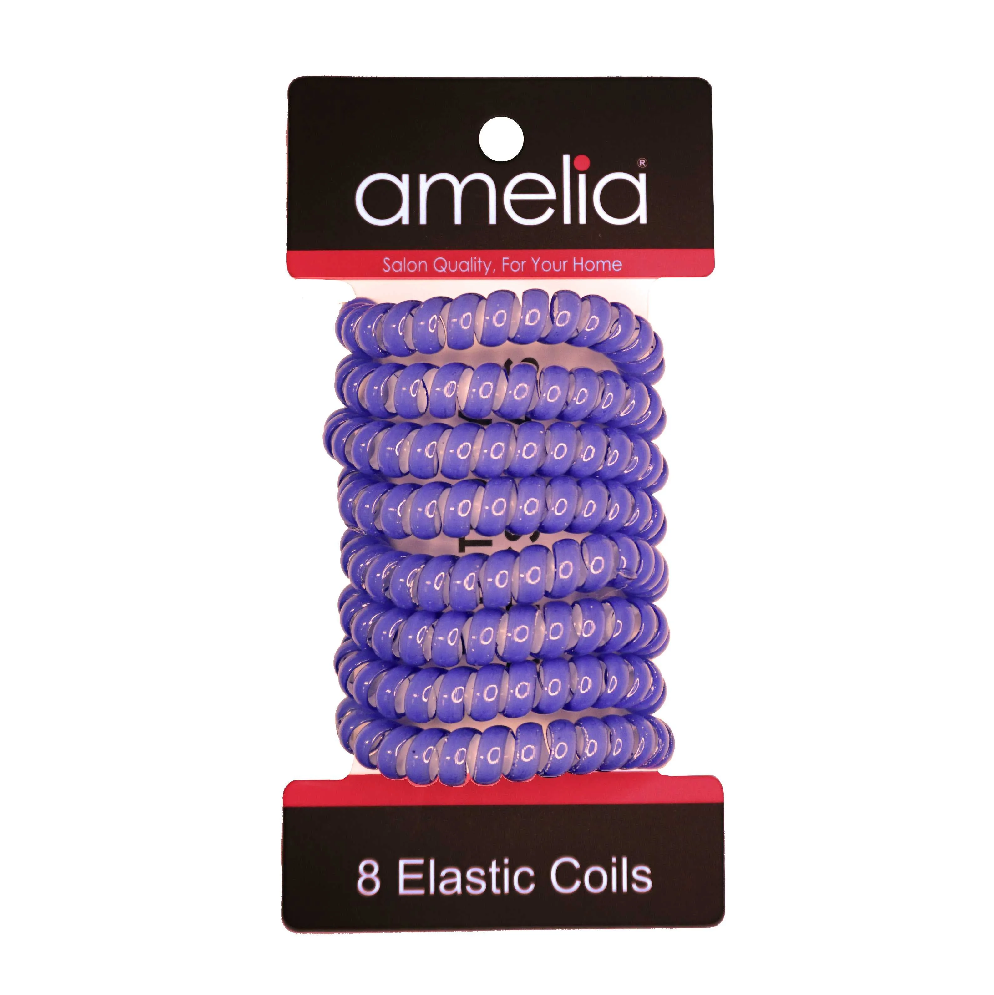 Amelia Beauty Products 8 Medium Elastic Hair Coils, 2.0in Diameter Thick Spiral Hair Ties, Gentle on Hair, Strong Hold and Minimizes Dents and Creases, Blue