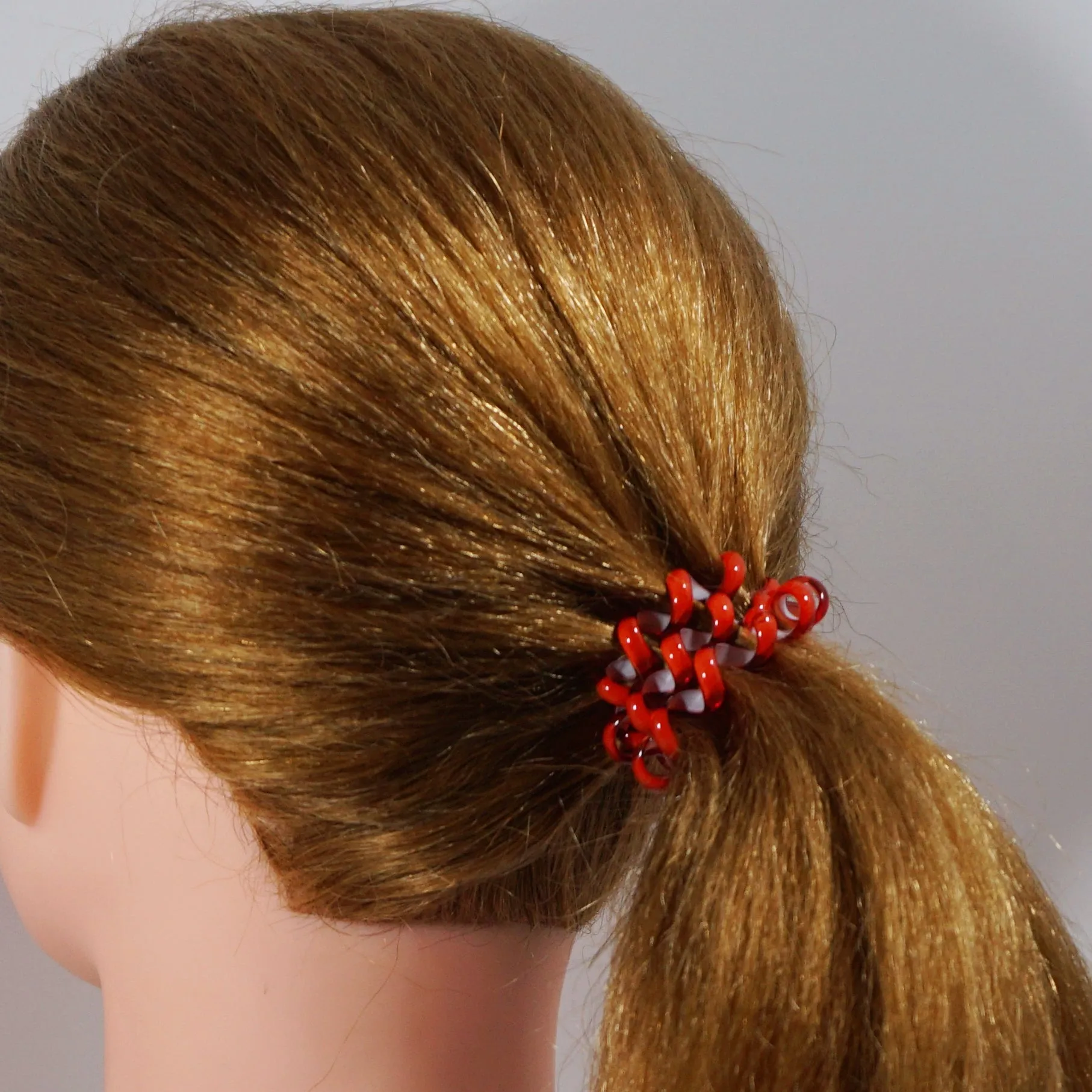 Amelia Beauty Products 8 Medium Elastic Hair Coils, 2.0in Diameter Thick Spiral Hair Ties, Gentle on Hair, Strong Hold and Minimizes Dents and Creases, Cherry