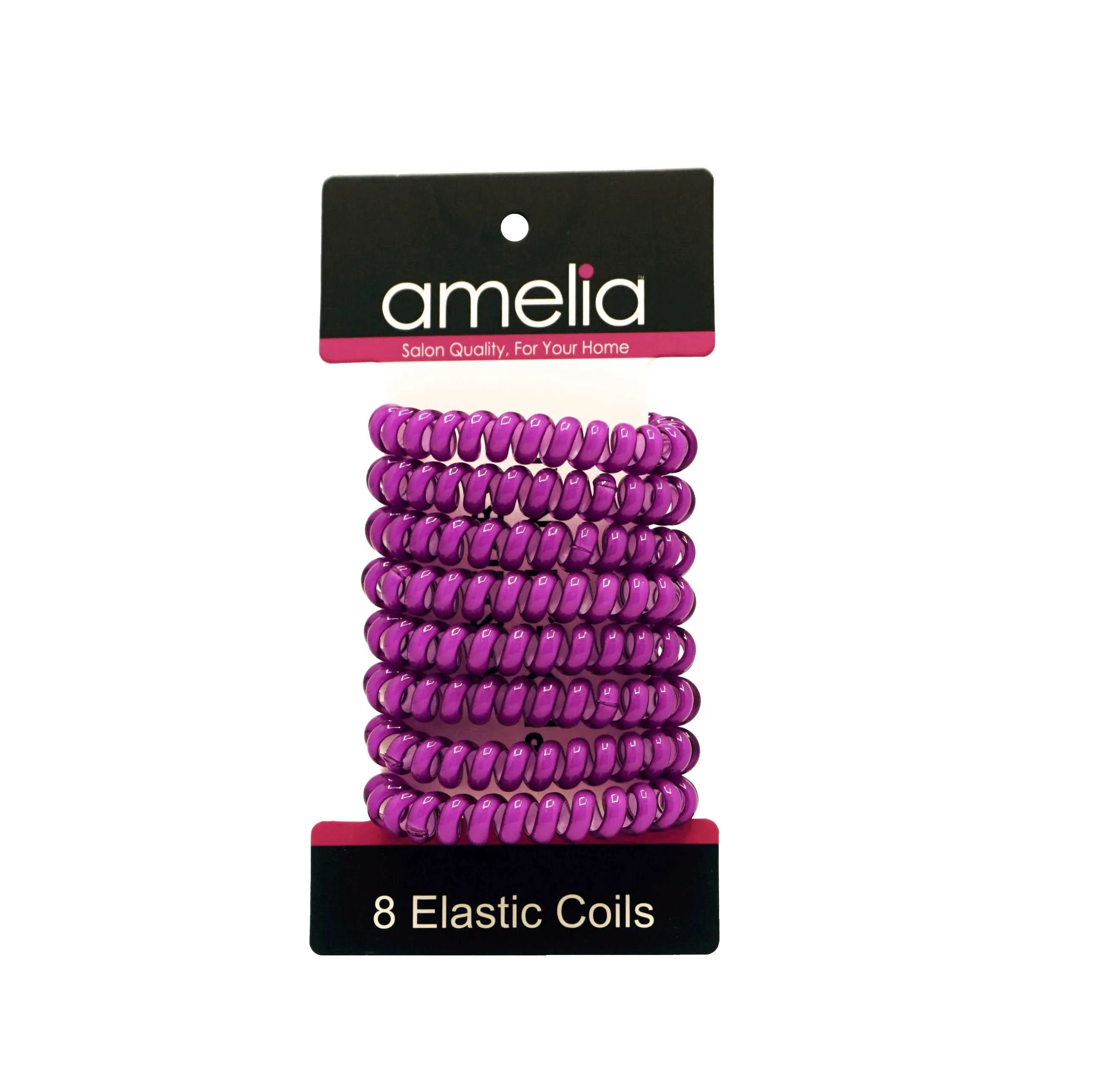 Amelia Beauty Products 8 Medium Elastic Hair Coils, 2.0in Diameter Thick Spiral Hair Ties, Gentle on Hair, Strong Hold and Minimizes Dents and Creases, Magenta