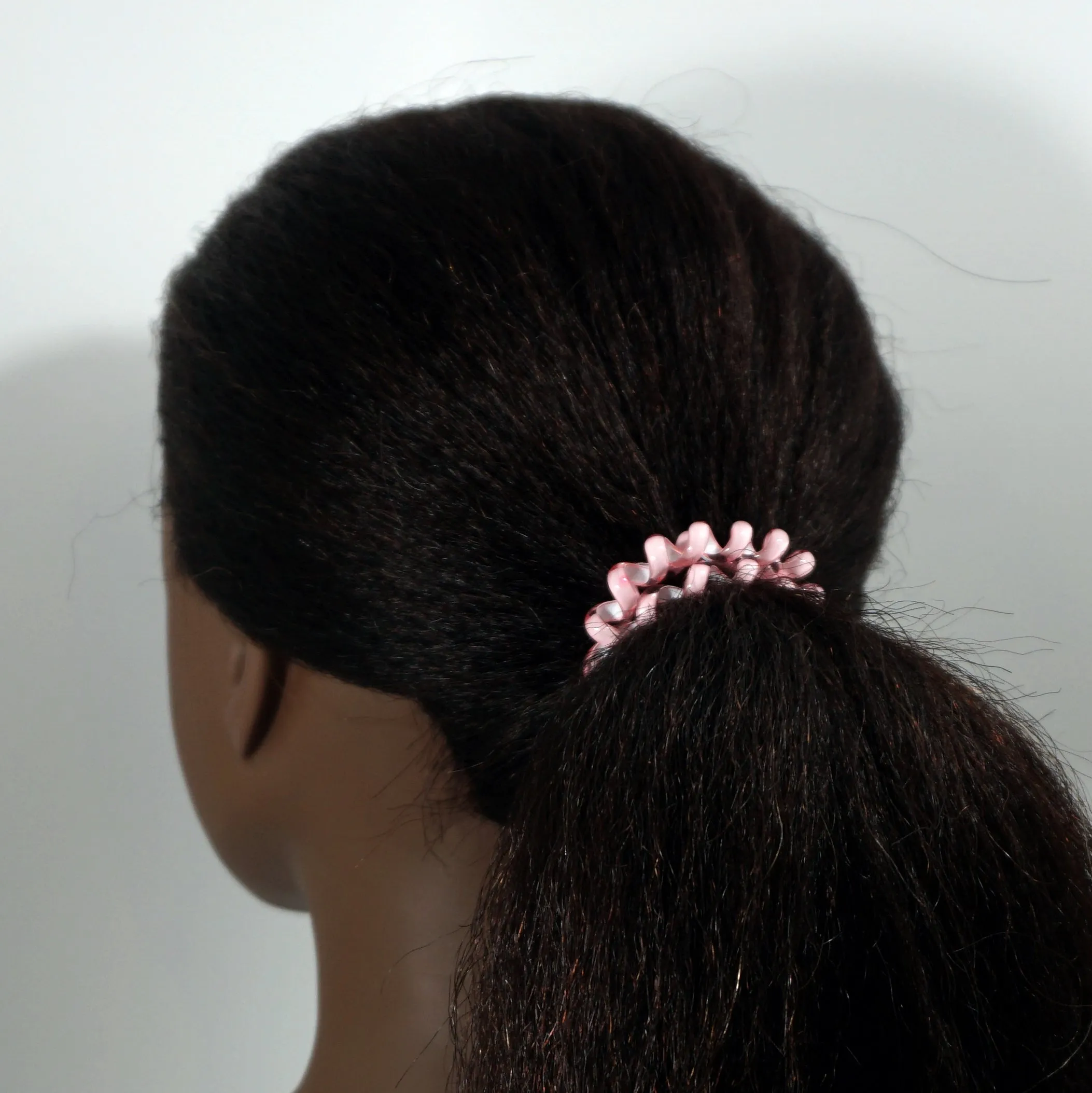 Amelia Beauty Products 8 Medium Elastic Hair Coils, 2.0in Diameter Thick Spiral Hair Ties, Gentle on Hair, Strong Hold and Minimizes Dents and Creases, Pink