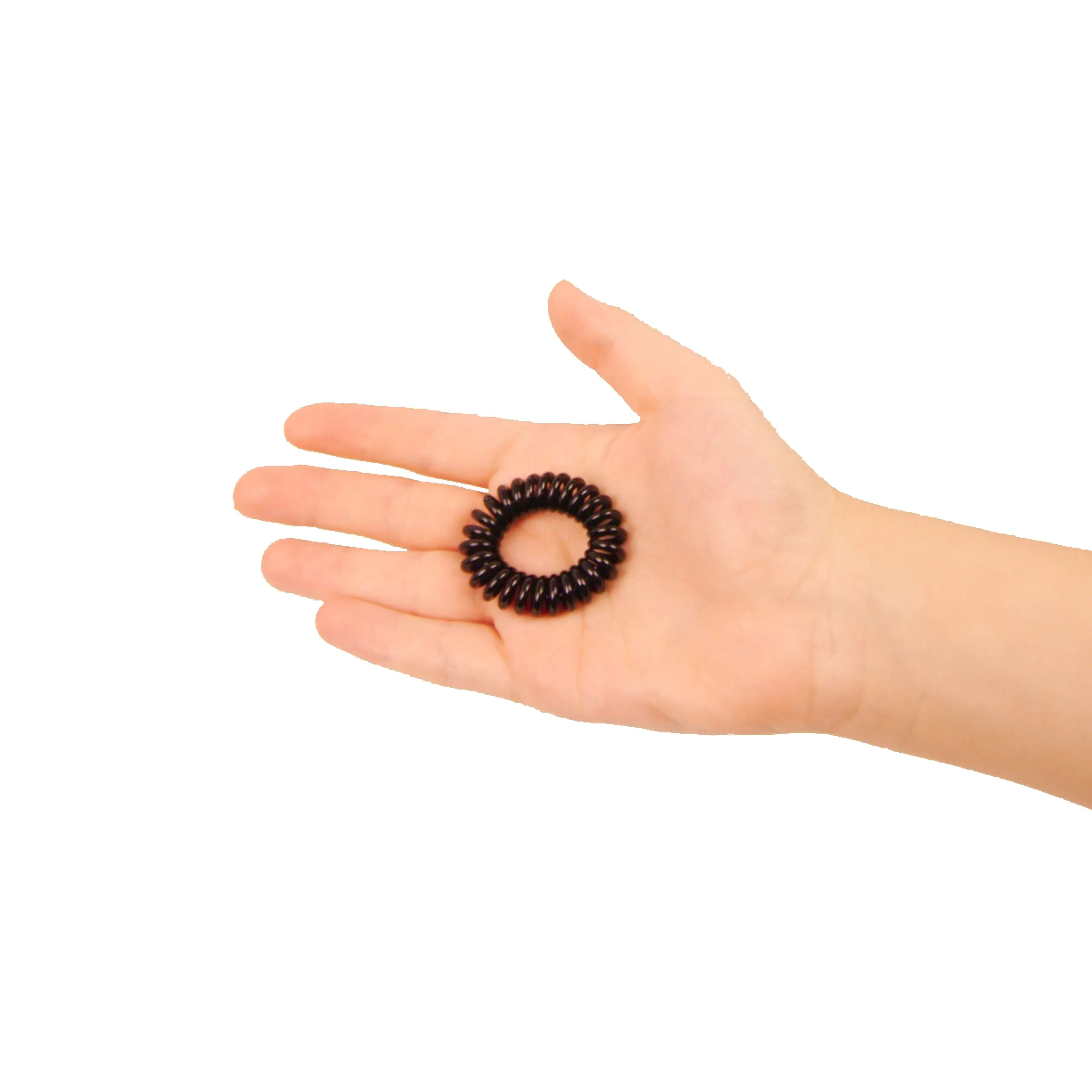 Amelia Beauty Products 8 Small Elastic Hair Coils, 1.5in Diameter Thick Spiral Hair Ties, Gentle on Hair, Strong Hold and Minimizes Dents and Creases, Black
