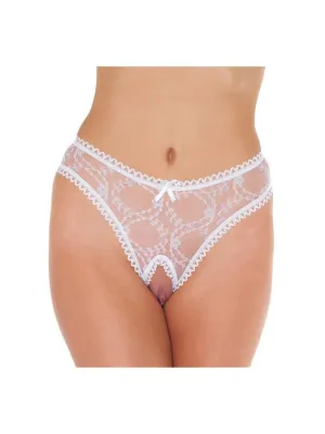 Amorable - Kanten Slipje Met Open Kruis - Wit