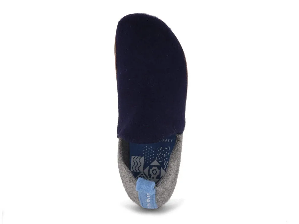 ASPORTUGUESAS Felt Slipper | City, Navy/Concrete