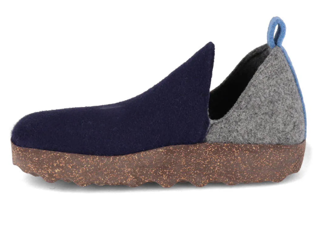 ASPORTUGUESAS Felt Slipper | City, Navy/Concrete