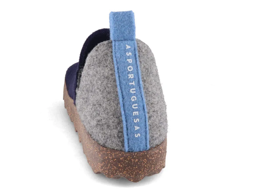 ASPORTUGUESAS Felt Slipper | City, Navy/Concrete