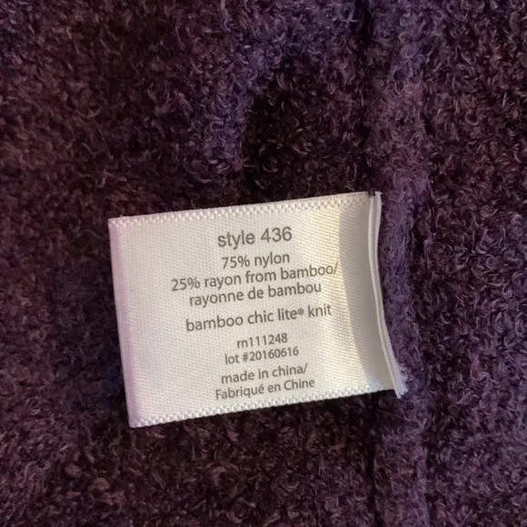 Barefoot Dreams Bamboo Chic Lite Purple Open Front Cardigan XXS/XS