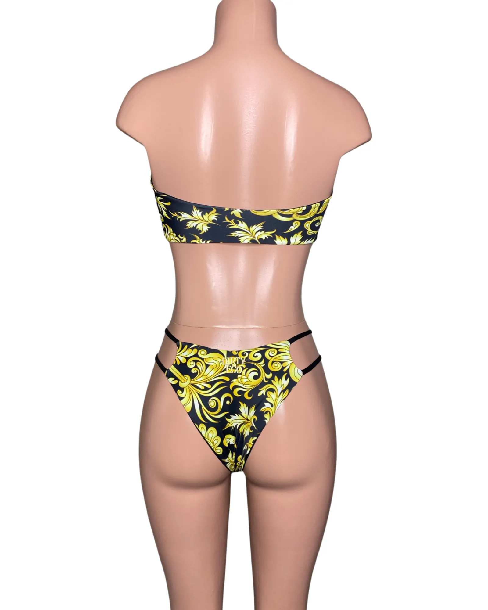 Baroque print strappy bikini