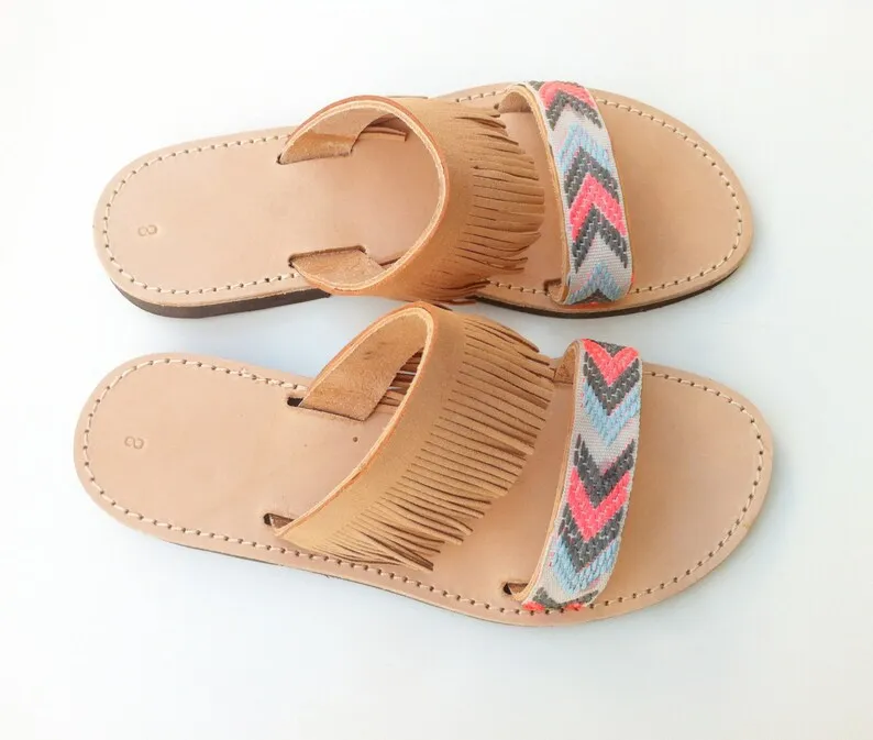 Boho chic leather sandals