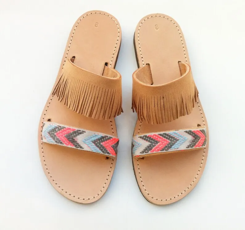 Boho chic leather sandals