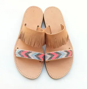 Boho chic leather sandals
