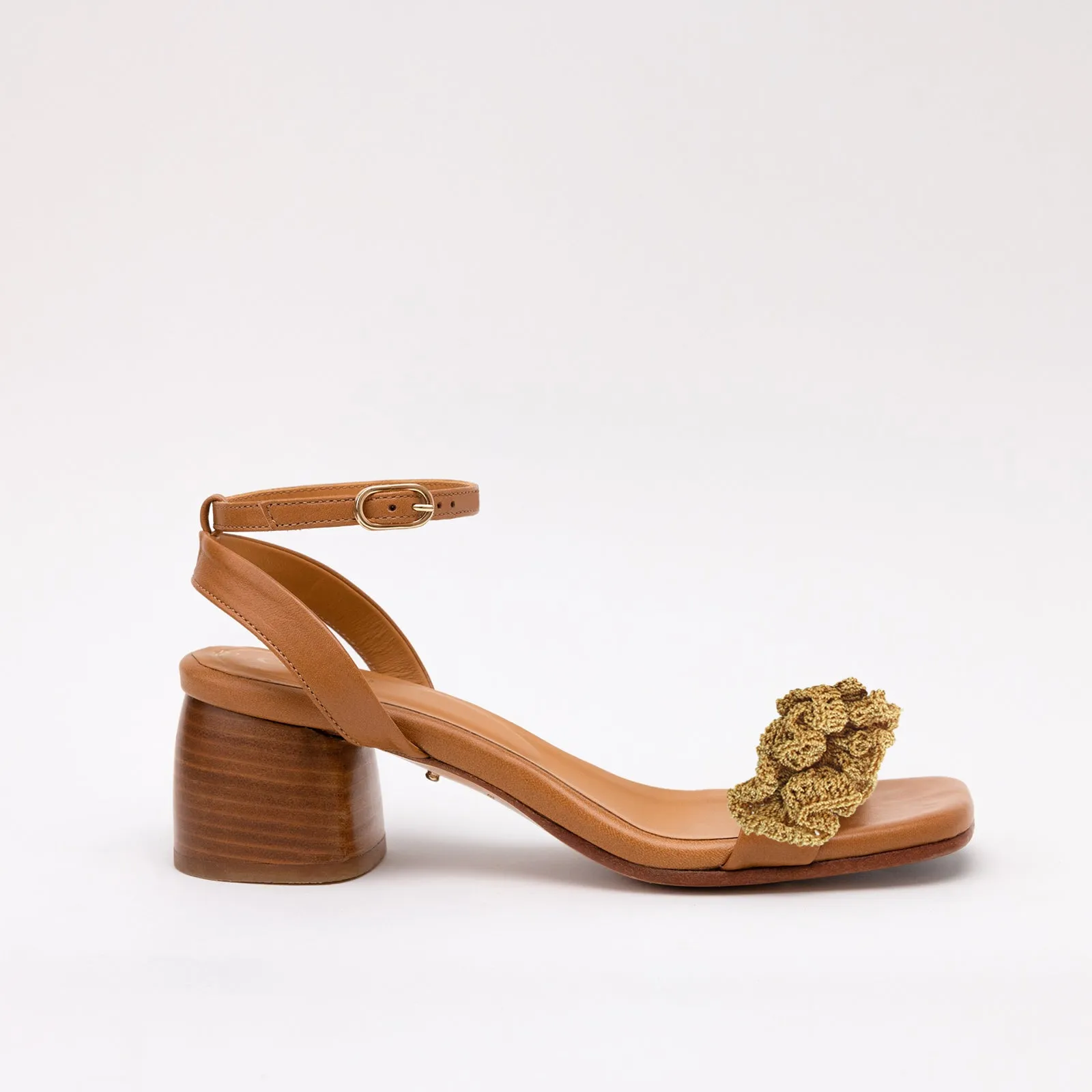 Camel Heeled Swap Sandal Sand Boho